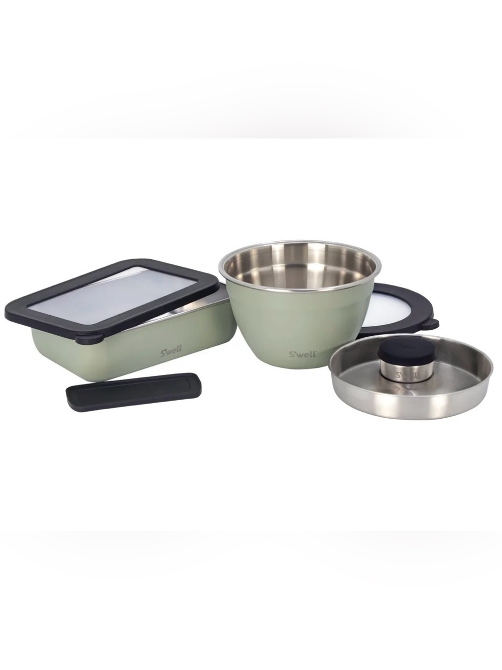 NEW S'well Sage Green Stainless Steel Bento Box & Salad Bowl Food Prep